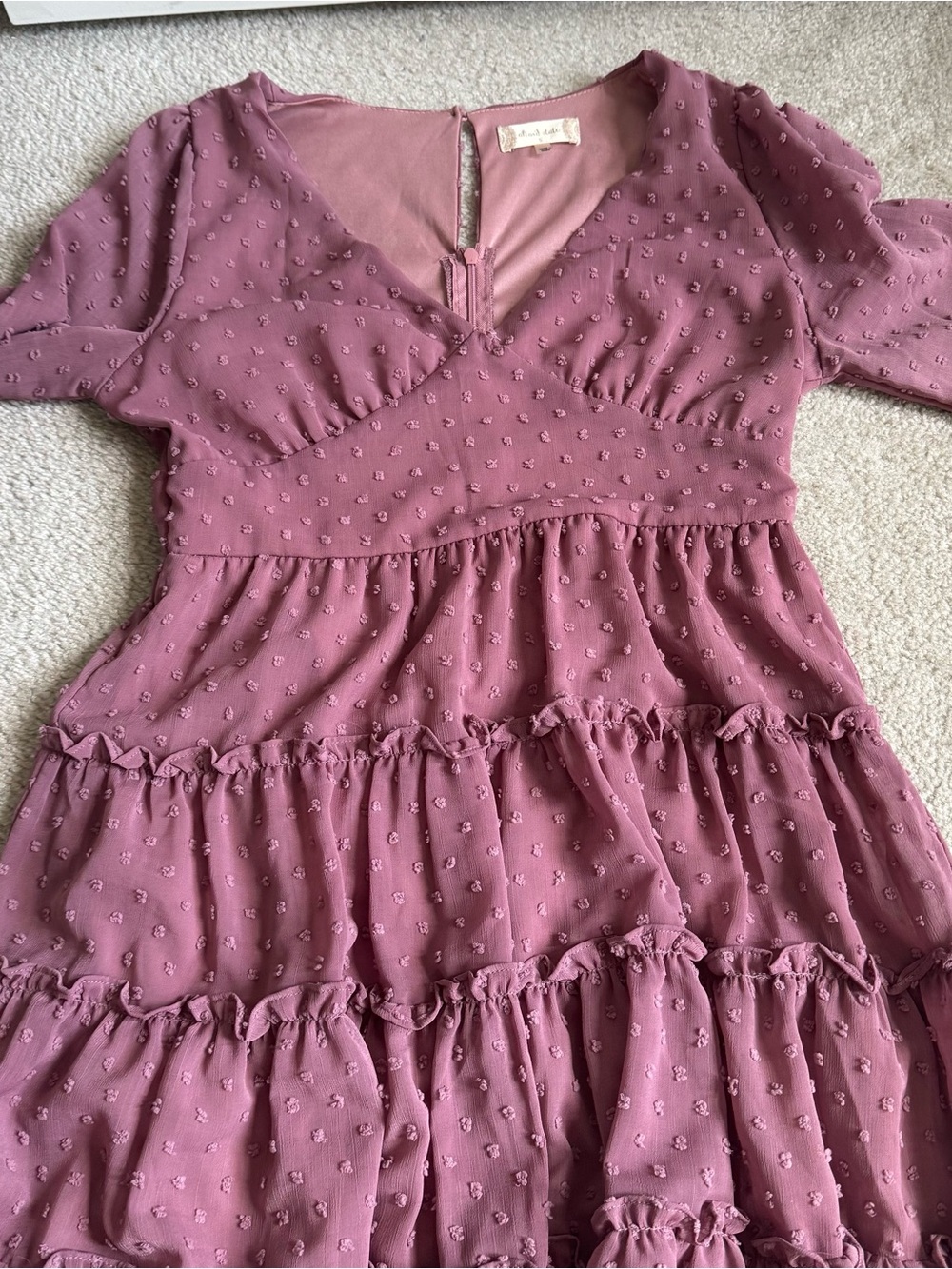 Women’s Altar’d State Long Sleeve Boho Ruffled Mini Dress Cottagecore Purple - Picture 8 of 15